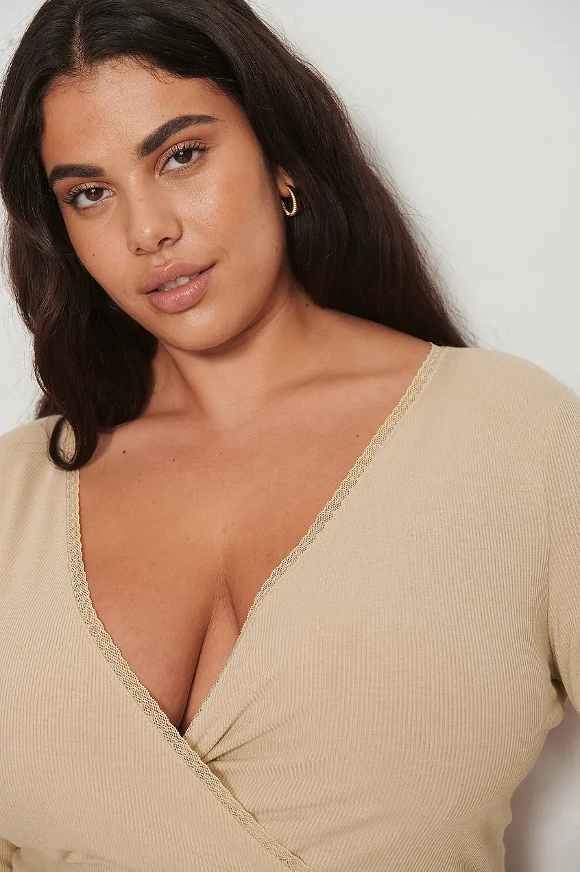 Lace Detail Wrap Top