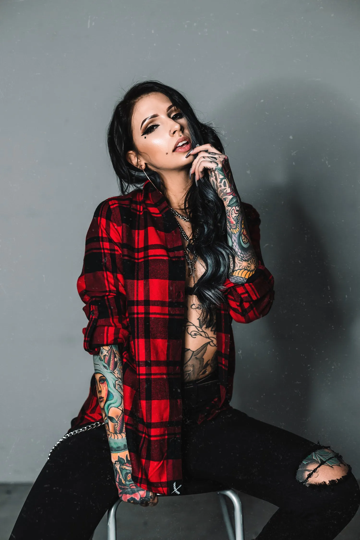 Ladies Imperial Flannel - Black / Red
