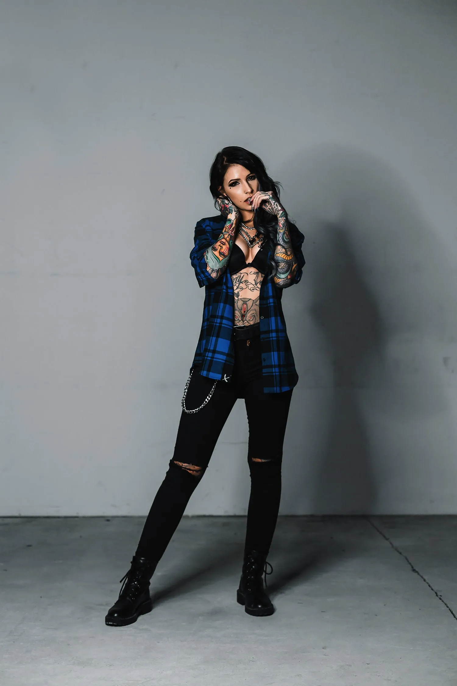 Ladies Imperial Flannel - Royal / Black