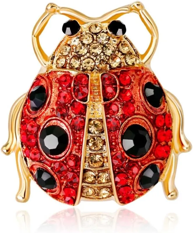 Ladybug Brooch Pins for Women, Red Ladybug Brooch Pin, Cute Ladybug Animal Brooch Lapel Pin, Bohemian Ladybug Insect Brooches Pins for Women Hat Bag Suit Dress Accessories Jewelry