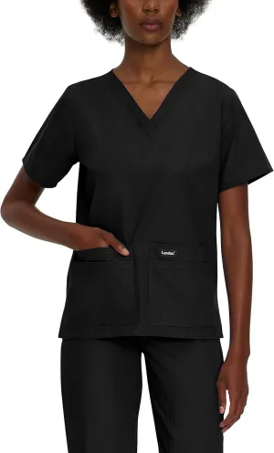 Landau Essentials Relaxed Fit 4-Pocket V-Neck Scrub Top for Women 8219