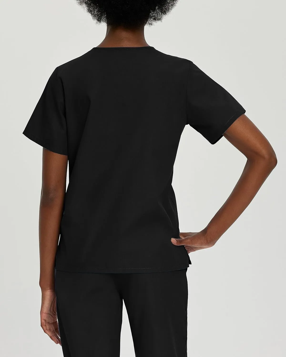 Landau Essentials Relaxed Fit 4-Pocket V-Neck Scrub Top for Women 8219