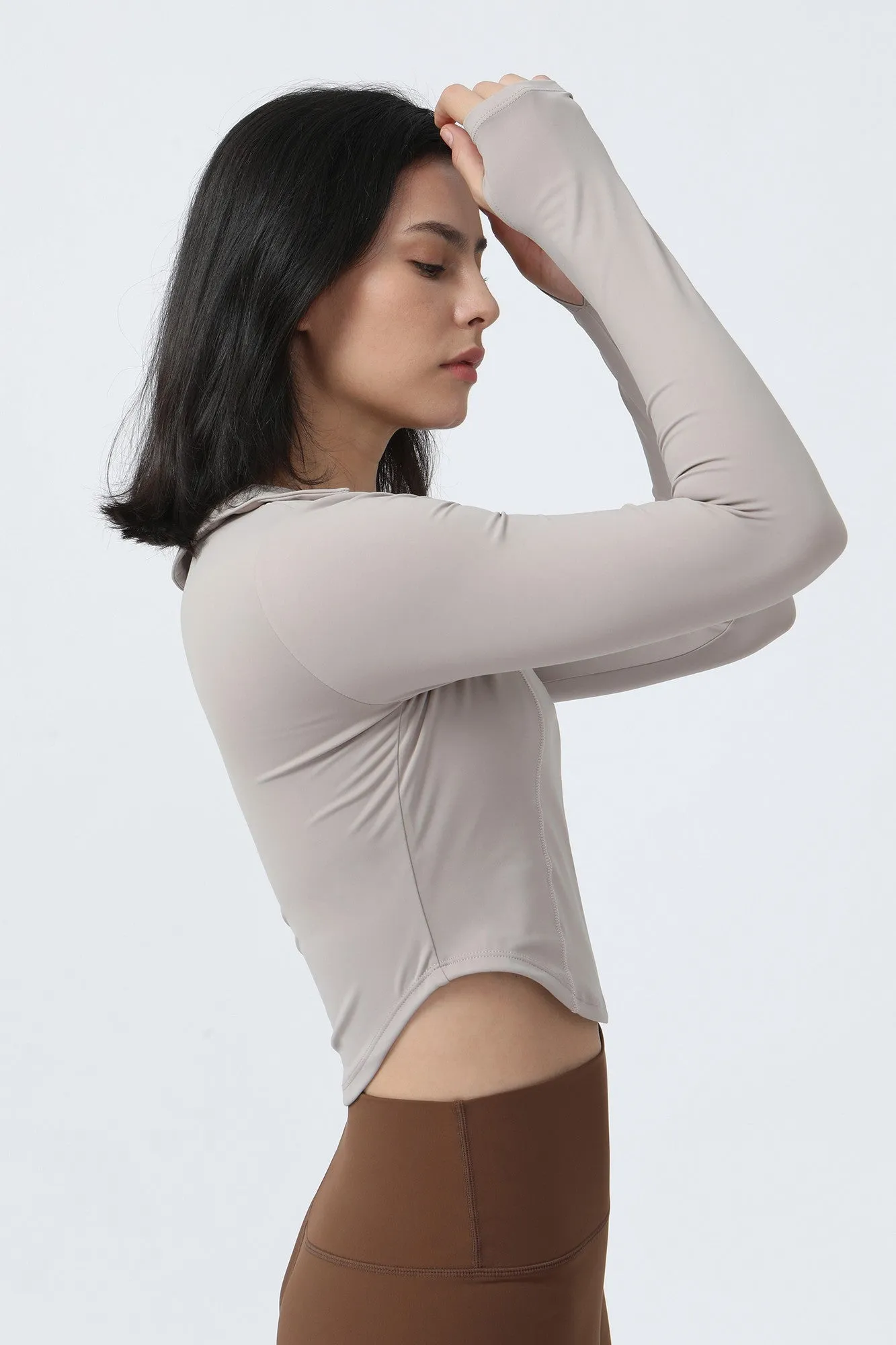 Lapel Corset Detail Long Sleeve Crop Top