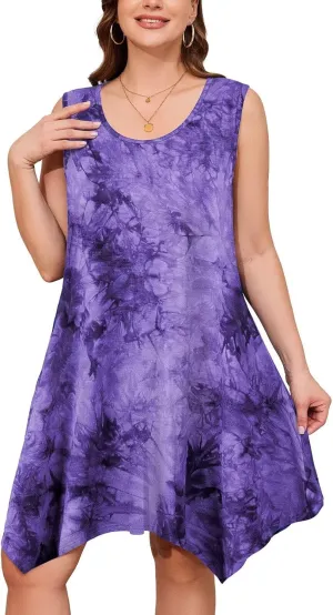 LARACE Plus Size Summer Dresses for Womens Sleeveless Midi Sundress with Pockets Casual Loose Fitting Tank Dress Flowy Dress
