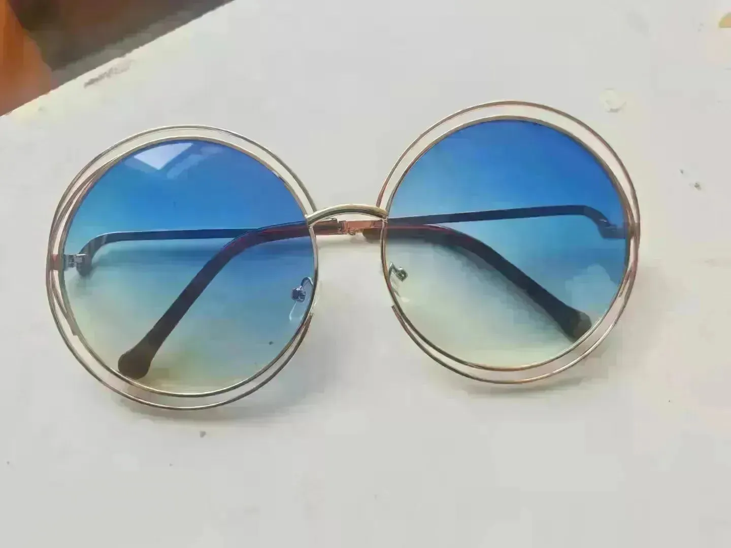 Large Frame Round Frame Unisex Sun Glasses True Film Ink Mirror Flat Light Mirror