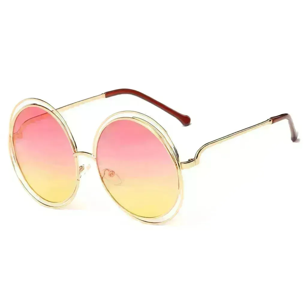 Large Frame Round Frame Unisex Sun Glasses True Film Ink Mirror Flat Light Mirror