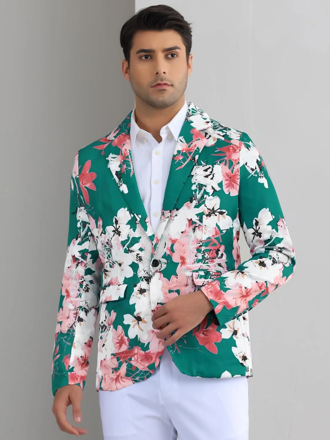 Lars Amadeus Floral Sport Coats for Men's Slim Fit Party Prom Flower Printed Blazers