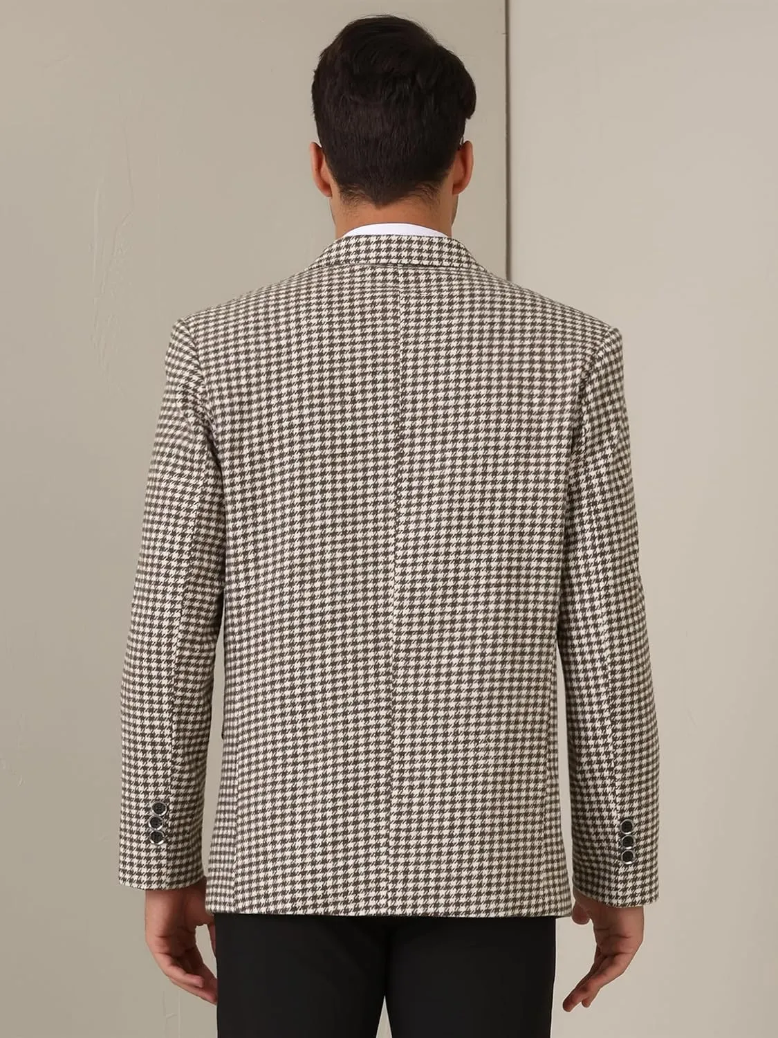 Lars Amadeus Houndstooth Blazer for Men's Classic Fit Business Two Button Plaid Sports Coat