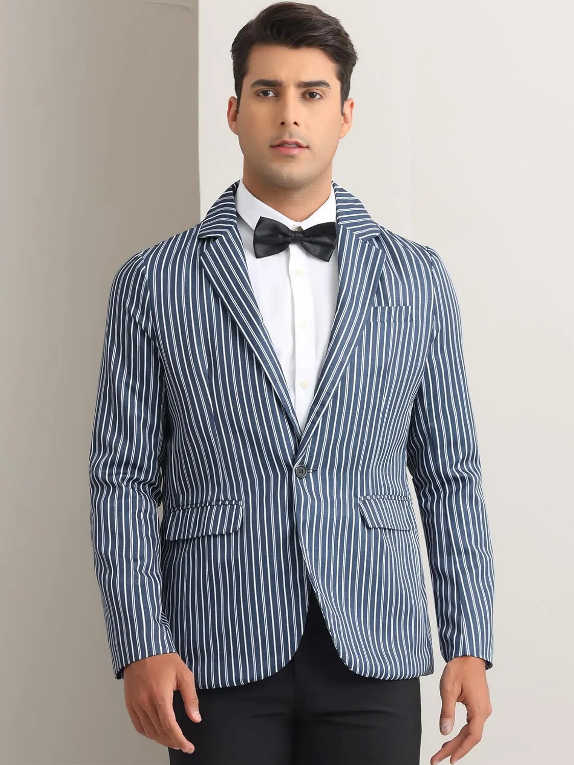 Lars Amadeus Striped Blazers for Men's One Button Slim Fit Contrasting Color Suit Jacket Business Stripe Sports Coats