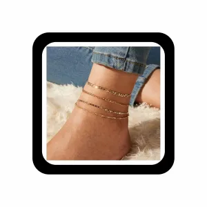 Layered Figaro Link Chain Anklet Vintage Braided Rope Chain Anklet Punk Thin Ankle Bracelets Set Gold Minimalist Chain Anklet Foot Chain Jewelry for Women Girls