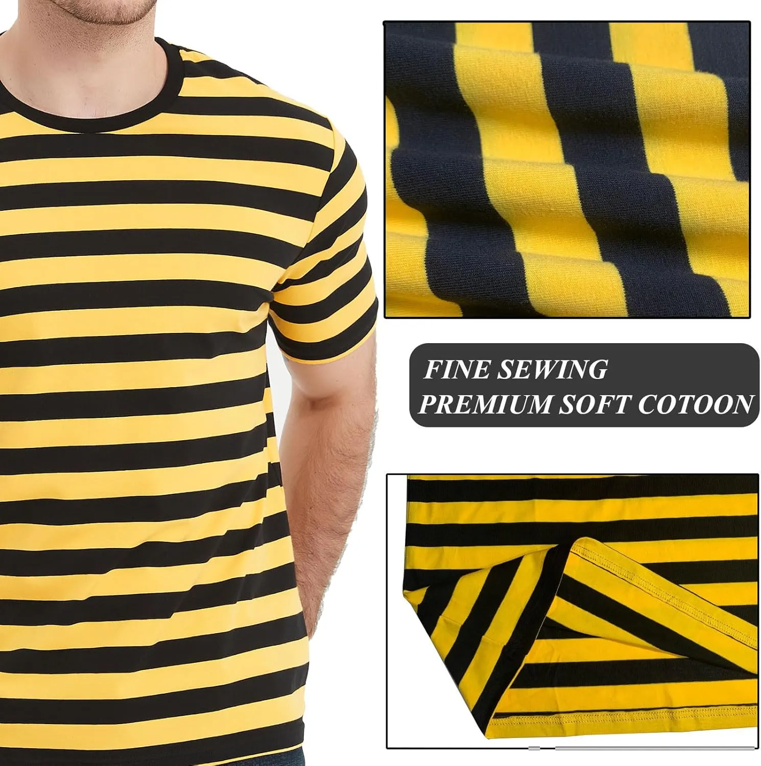 LEDING Casual Shirts Mens Short Sleeve Striped Black White Cotton Spandex Summer Holiday Travel Basic Pullover Crew Shirt