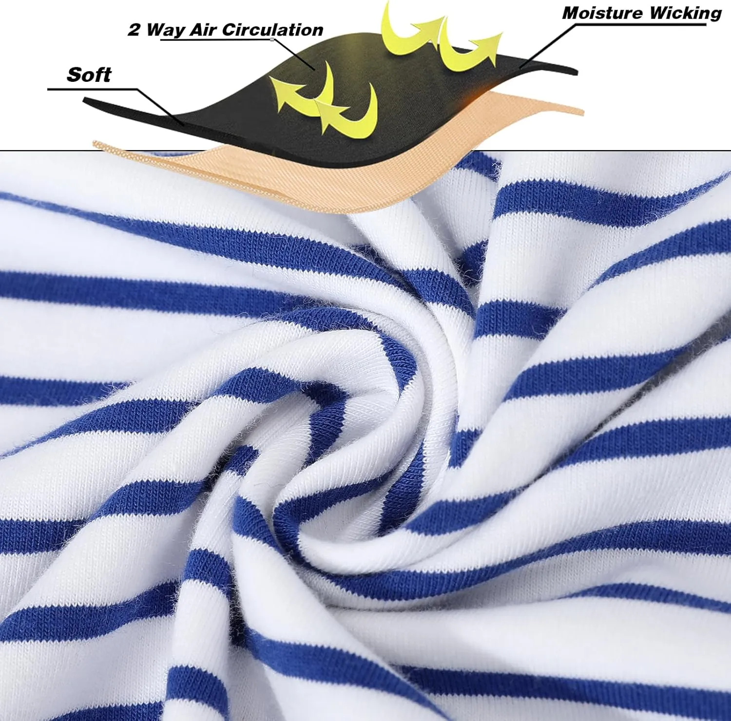LEDING Casual Shirts Mens Short Sleeve Striped Black White Cotton Spandex Summer Holiday Travel Basic Pullover Crew Shirt
