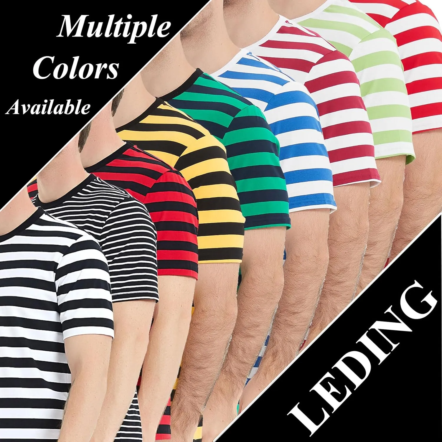 LEDING Casual Shirts Mens Short Sleeve Striped Black White Cotton Spandex Summer Holiday Travel Basic Pullover Crew Shirt