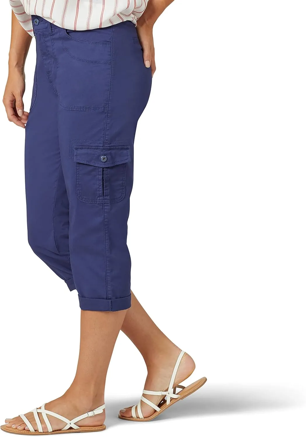 Lee Women's Relaxed Fit Austyn Knit Waist Cargo Capri Pant
