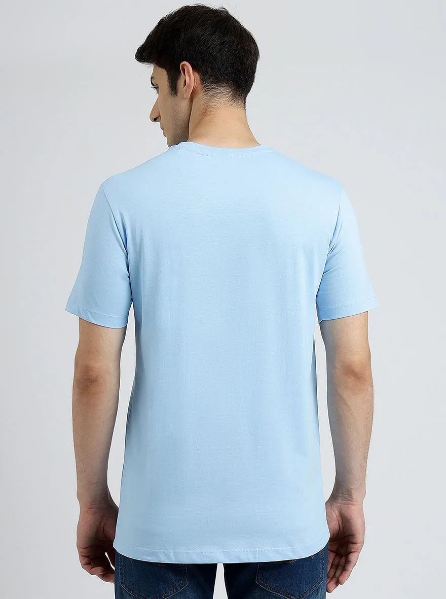 Light Blue Solid Slim Fit T-Shirt | Greenfibre