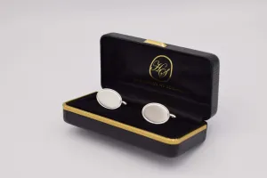 Lined Edge Oval Sterling Silver Cufflinks
