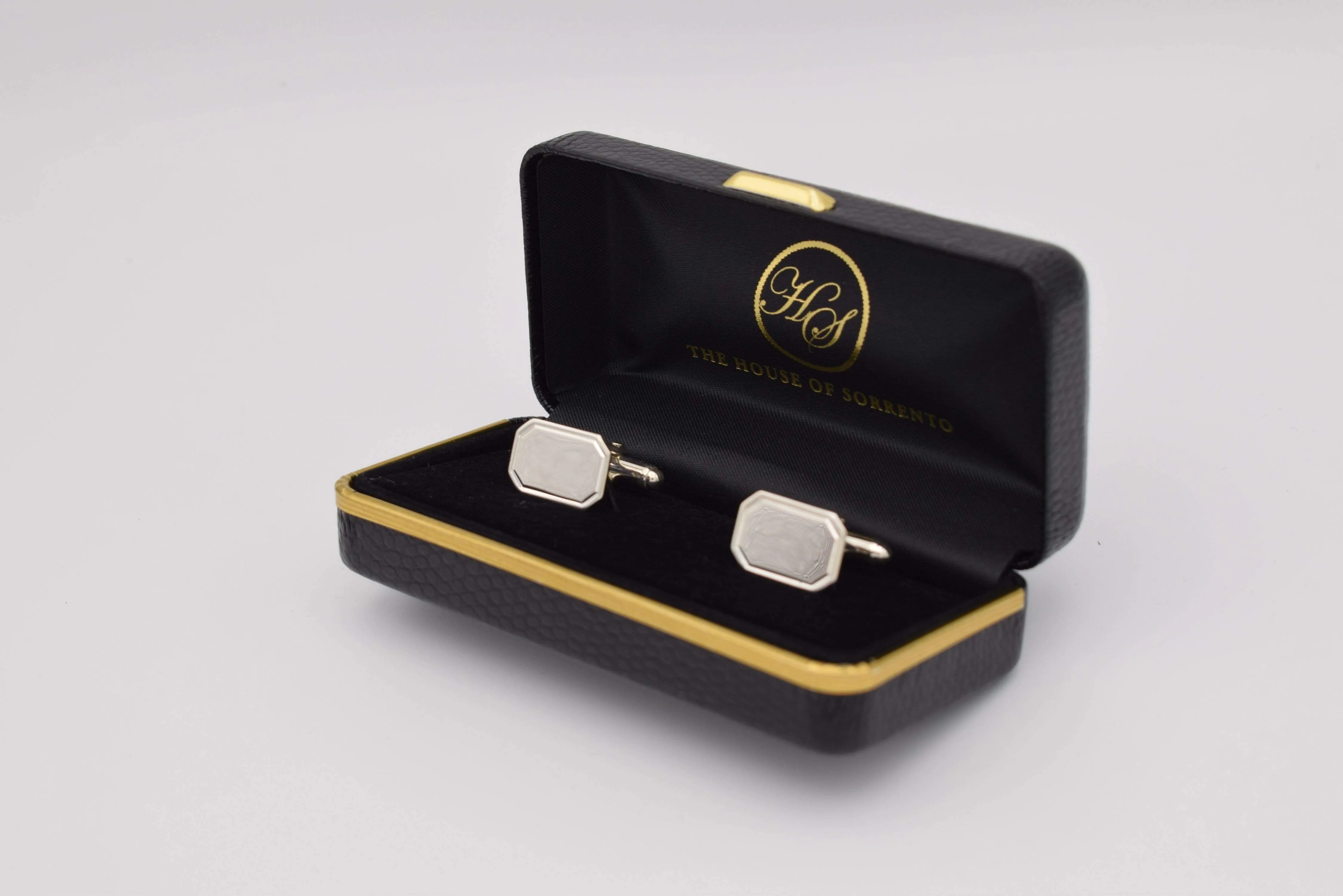 Lined Edge Rectangle sterling silver cufflinks