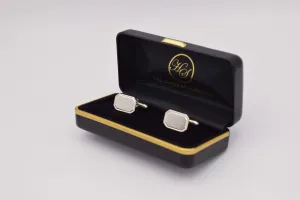 Lined Edge Rectangle sterling silver cufflinks
