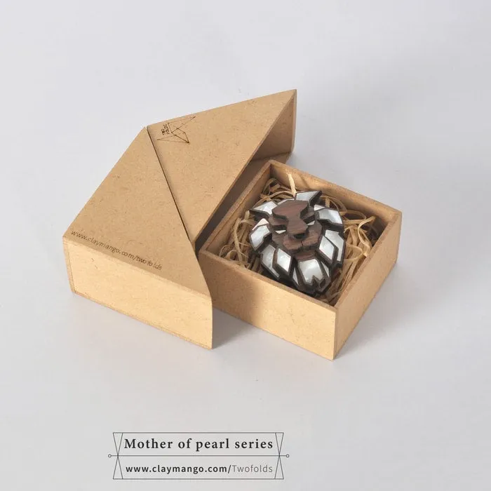 Lion Brooch from Mother of Pearl series - 16 hand inlaid MOP jewels.