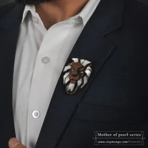 Lion Brooch from Mother of Pearl series - 16 hand inlaid MOP jewels.