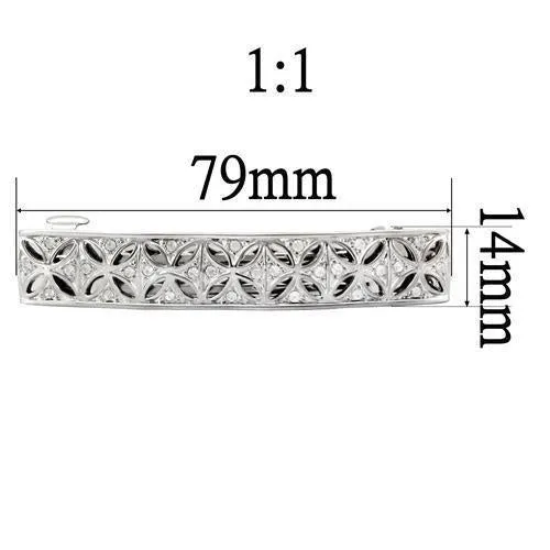 LO1428 - Rhodium White Metal Tiaras & Hair Clip with Top Grade Crystal  in Clear