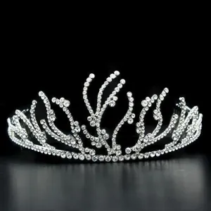 LO2117 - Imitation Rhodium Brass Tiaras & Hair Clip with Top Grade Crystal  in Clear