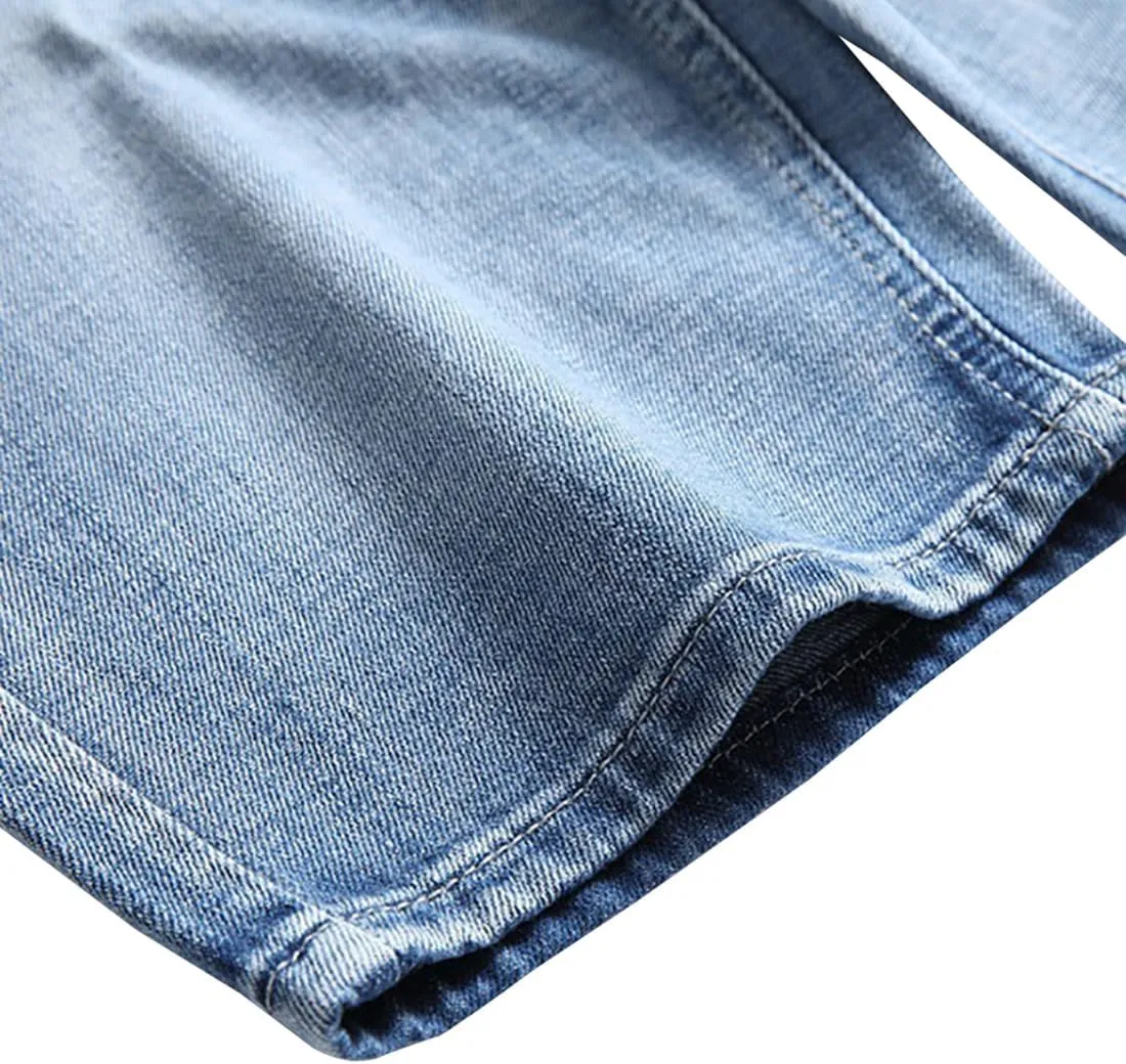 LONGBIDA Men's Jean Short Relaxed Fit Stretch Casual Denim Shorts