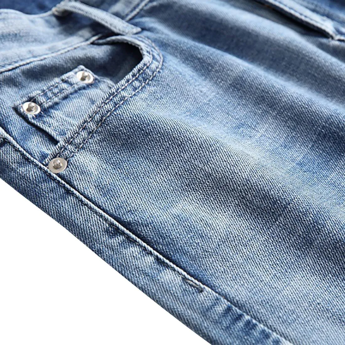 LONGBIDA Men's Jean Short Relaxed Fit Stretch Casual Denim Shorts