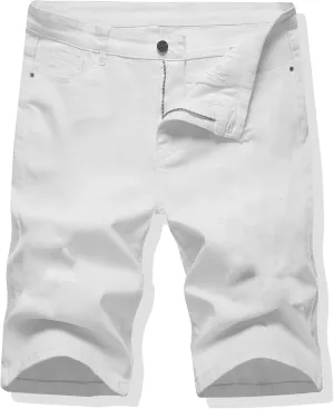 LONGBIDA Men's Jean Short Relaxed Fit Stretch Casual Denim Shorts
