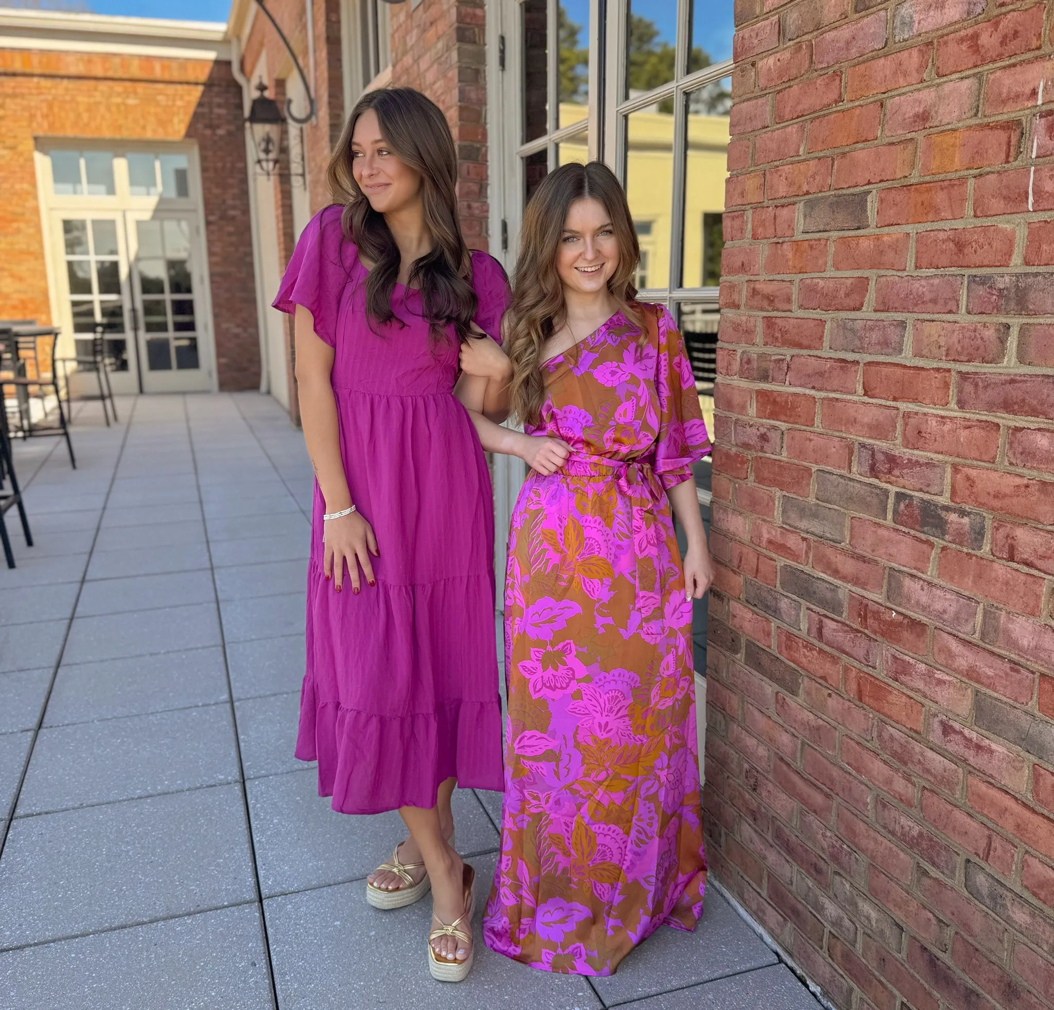 Lorian Floral Meara One Shoulder Satin Maxi Dress