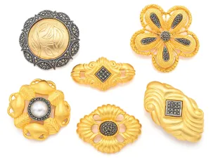Lot of 4 Vintage Judith Jack Gold Plated & Sterling Marcasite & Pearl Brooches
