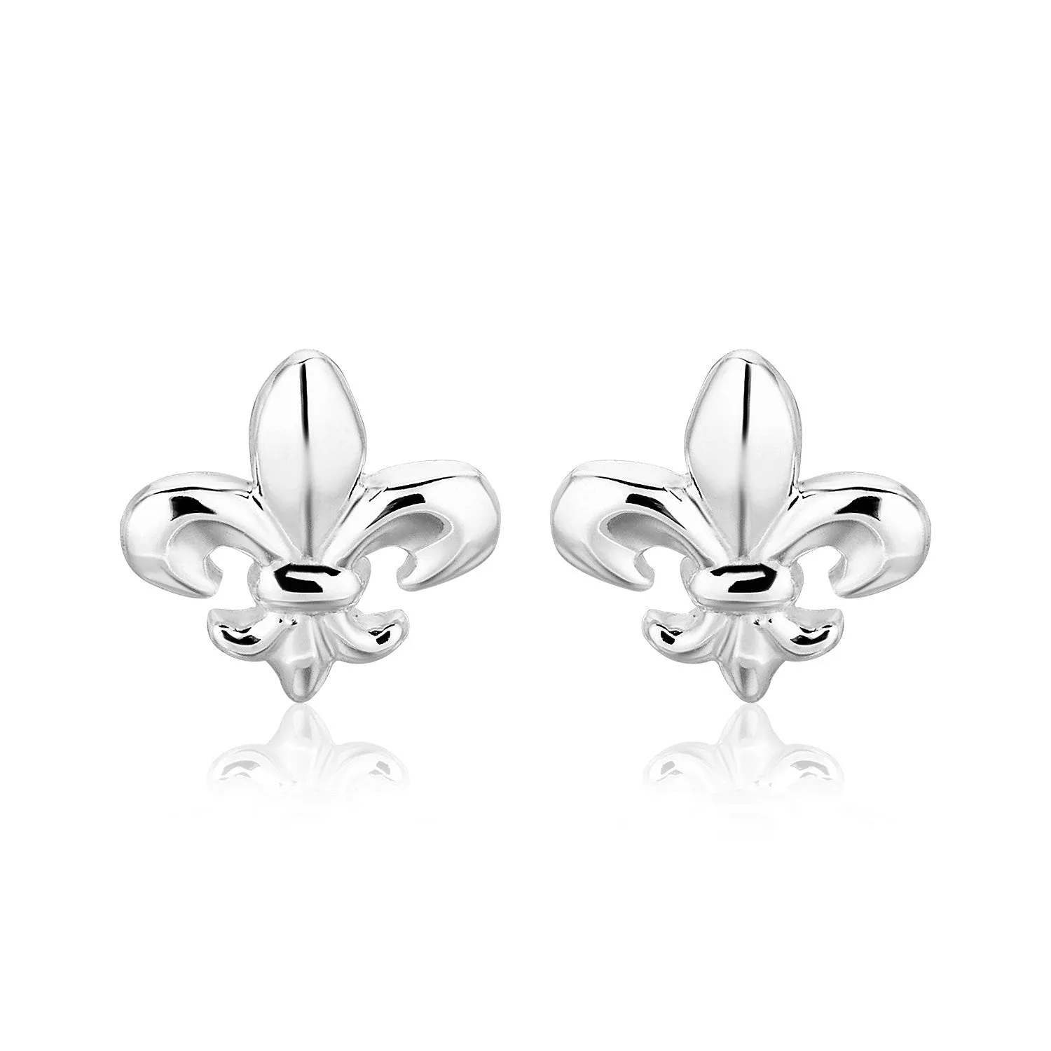 LOVCIA Premium Elegant Sterling Silver Fleur De Lis Stud Earrings