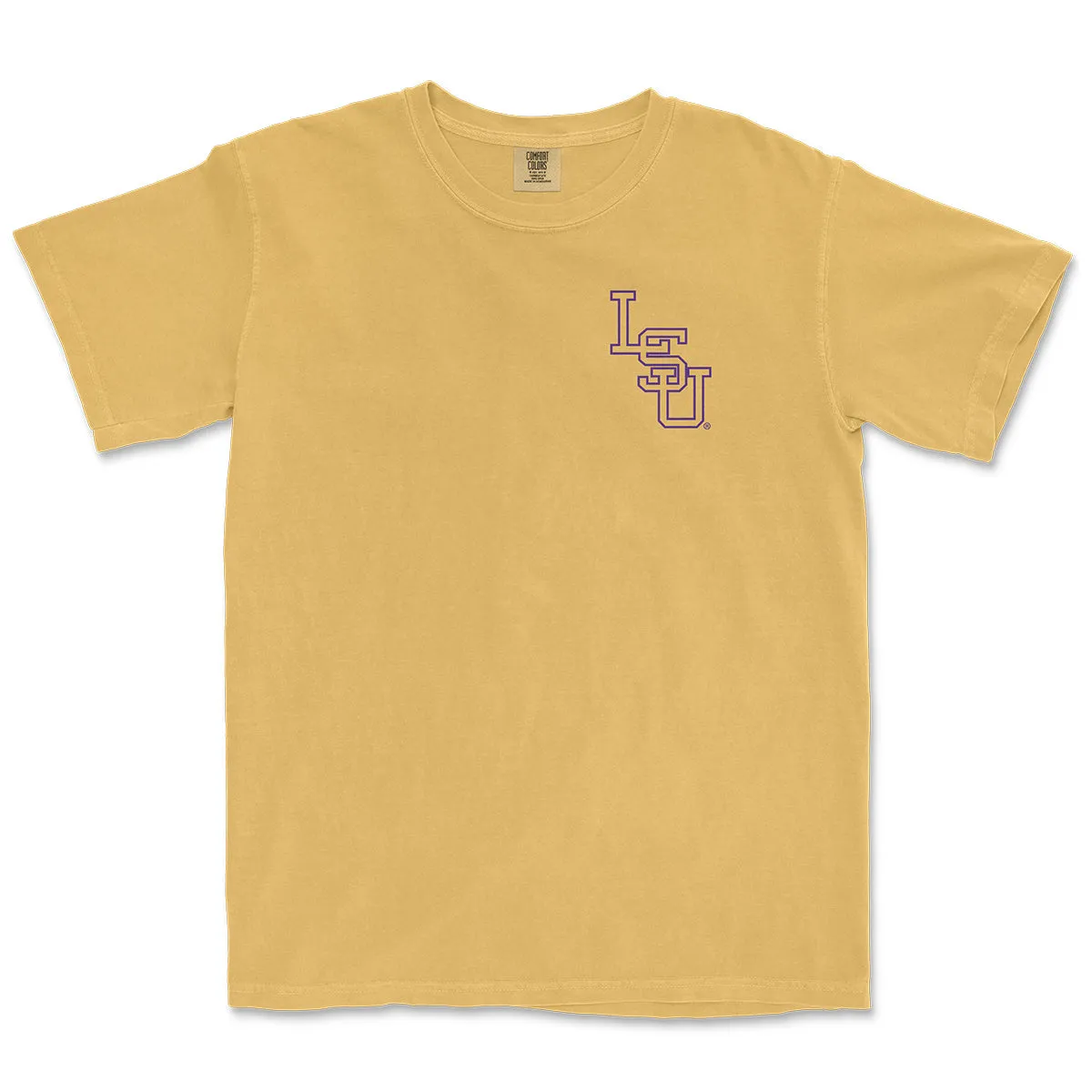 LSU Tigers Baseball Glove Overlay Garment Dyed T-Shirt - Mustard