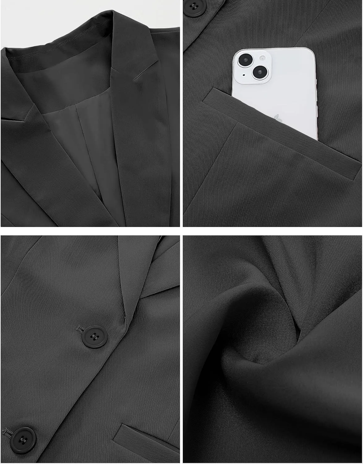luvamia Blazers for Women Business Casual Long Blazer Jackets Dressy Work Professional Office Outfits Lapel Pockets