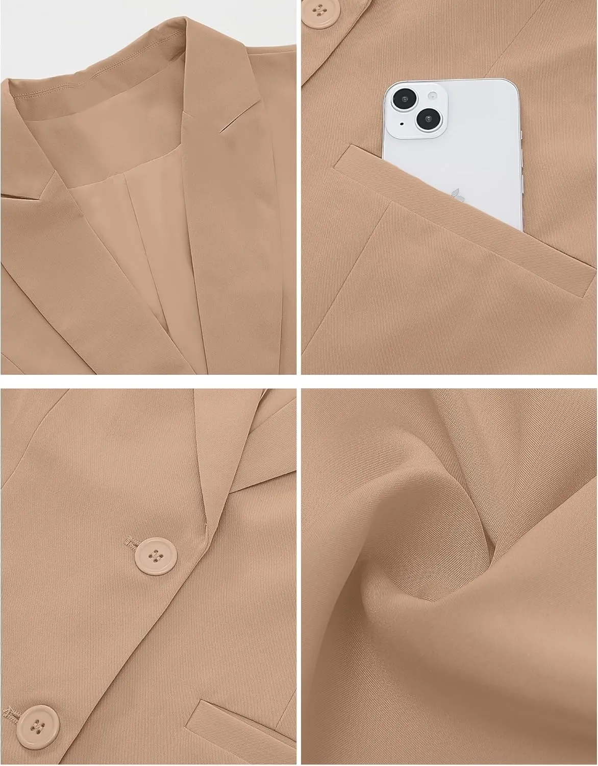 luvamia Blazers for Women Business Casual Long Blazer Jackets Dressy Work Professional Office Outfits Lapel Pockets