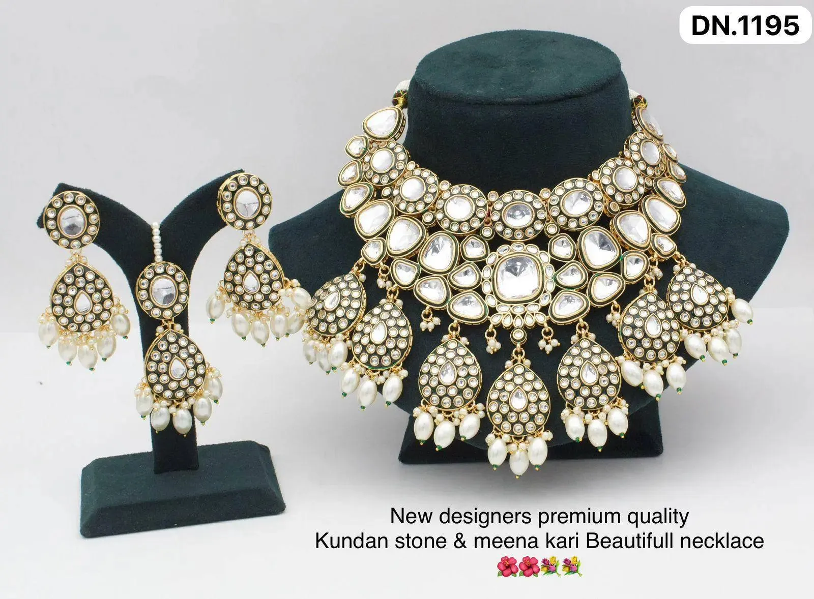 Luxurious Kundan and Meena Kari Necklace Set with Earrings Tikka