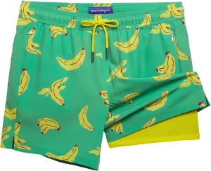 maamgic Mens Swim Trunks with Compression Liner 5" Stretch Beach Shorts Quick Dry with Zipper Pockets No-Chafing Board Shorts