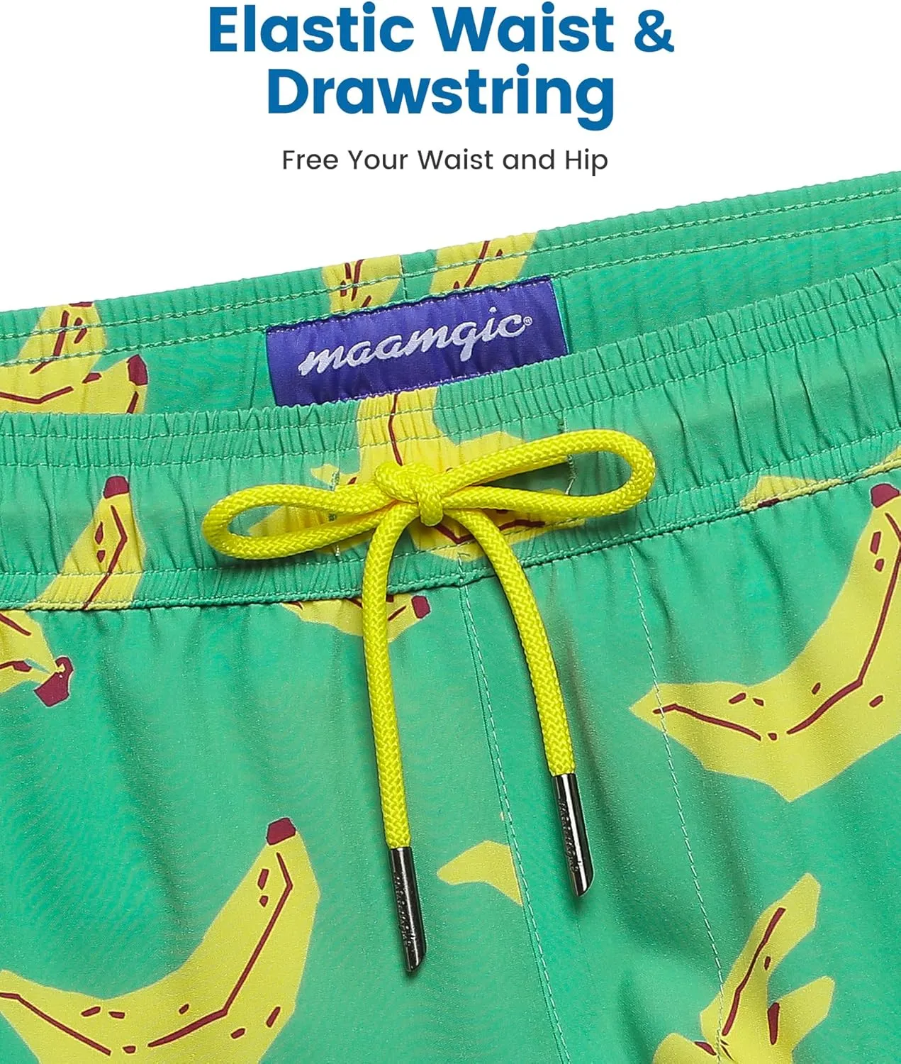 maamgic Mens Swim Trunks with Compression Liner 5" Stretch Beach Shorts Quick Dry with Zipper Pockets No-Chafing Board Shorts