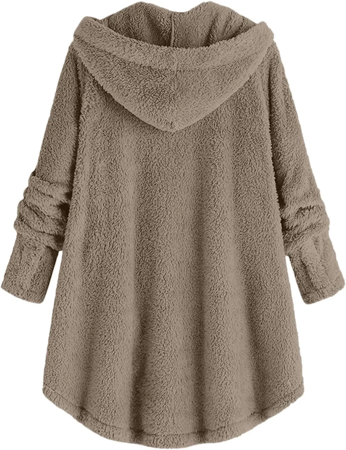 maisdgop Fleece Jacket Women Long Sleeve Sherpa Hooded Coats Winter Fall Warm Fuzzy Jackets Plus Size Button Plush Outerwear
