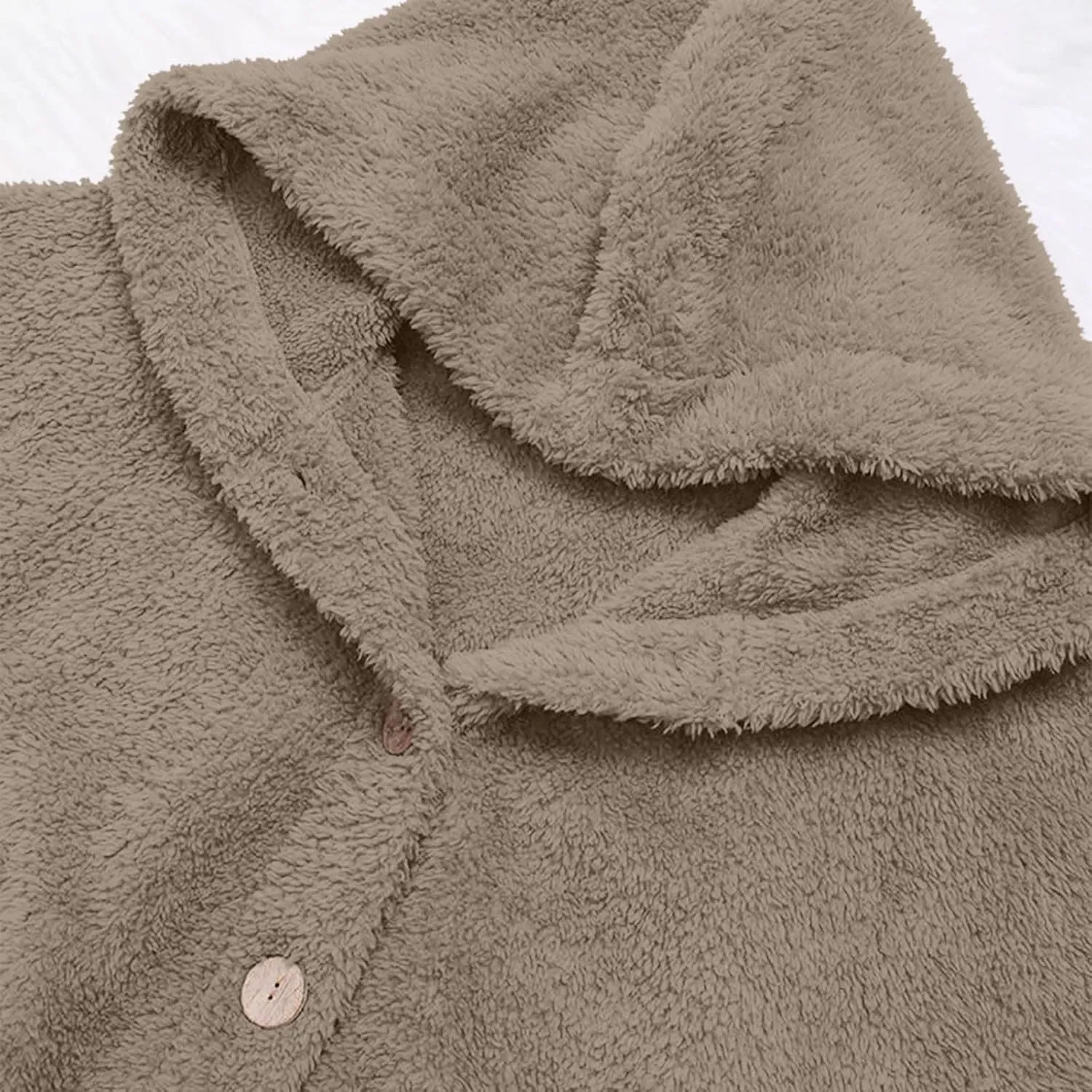 maisdgop Fleece Jacket Women Long Sleeve Sherpa Hooded Coats Winter Fall Warm Fuzzy Jackets Plus Size Button Plush Outerwear