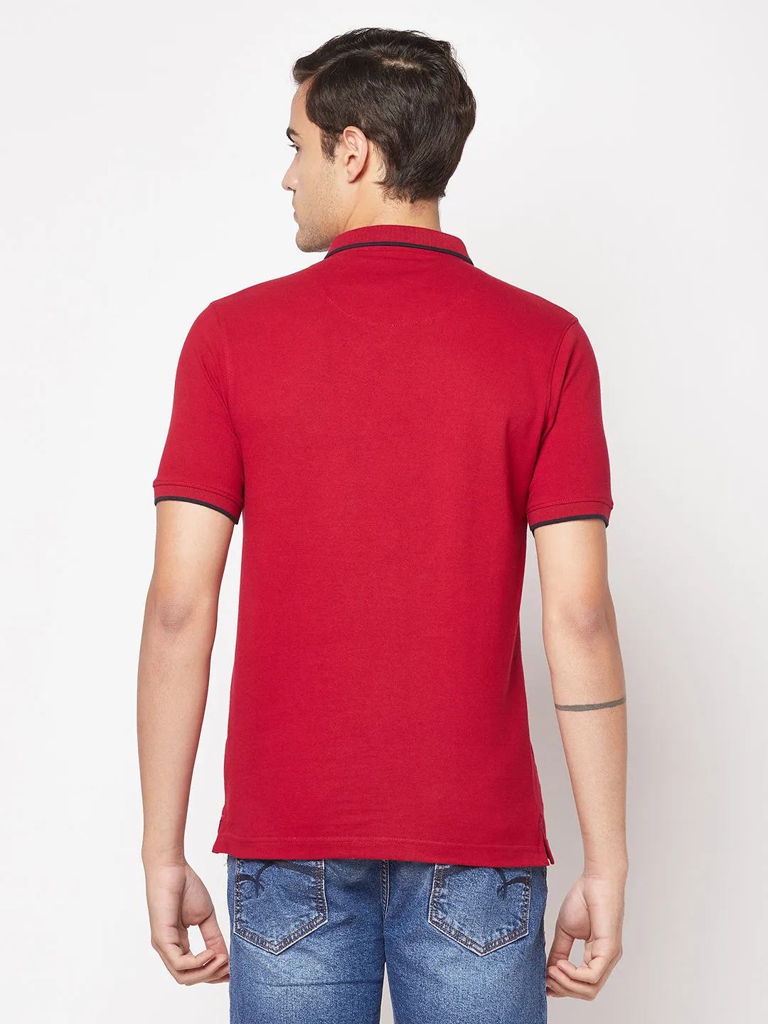 Maroon Minimal Polo T-Shirt