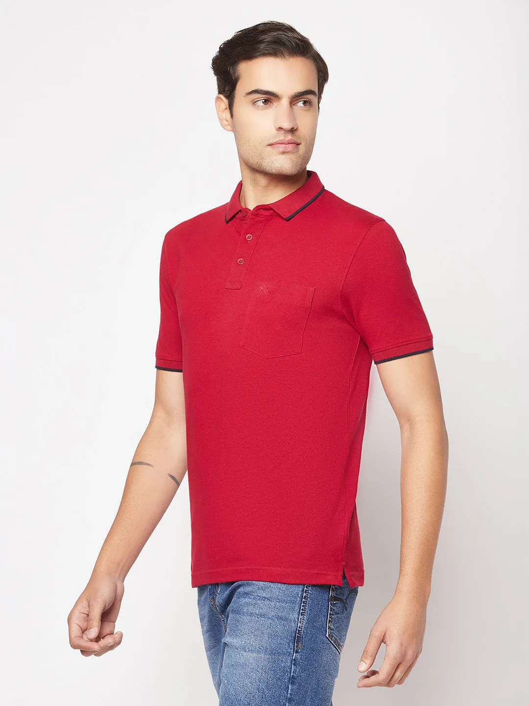 Maroon Minimal Polo T-Shirt