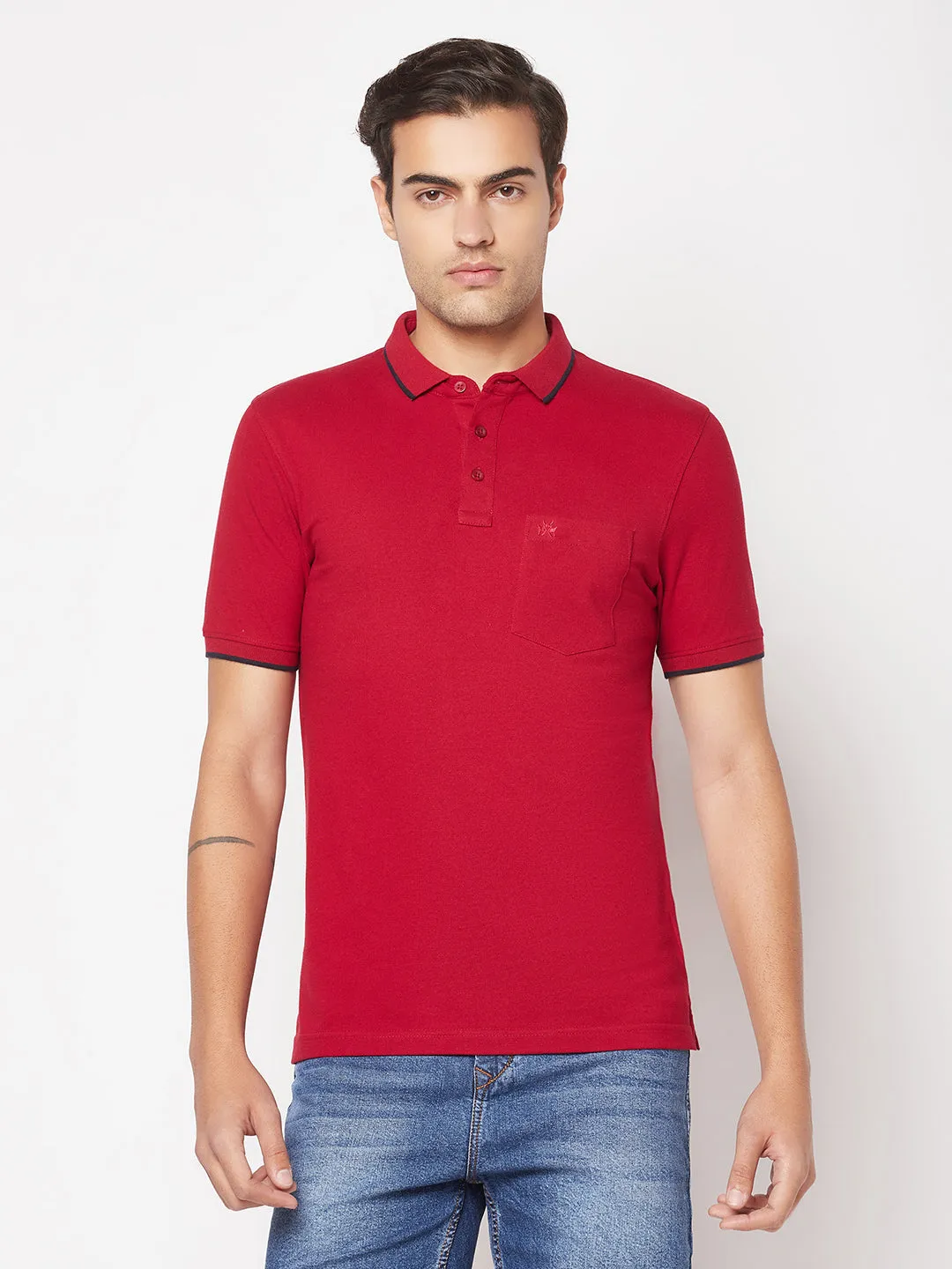 Maroon Minimal Polo T-Shirt