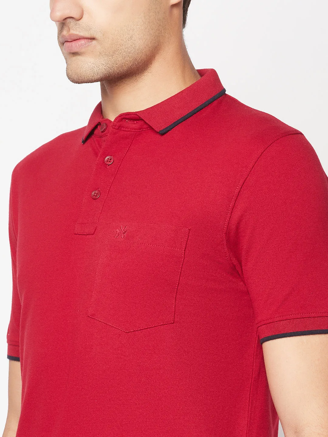 Maroon Minimal Polo T-Shirt