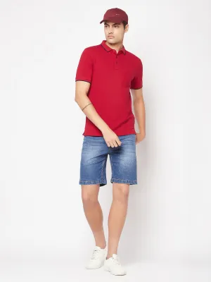 Maroon Minimal Polo T-Shirt