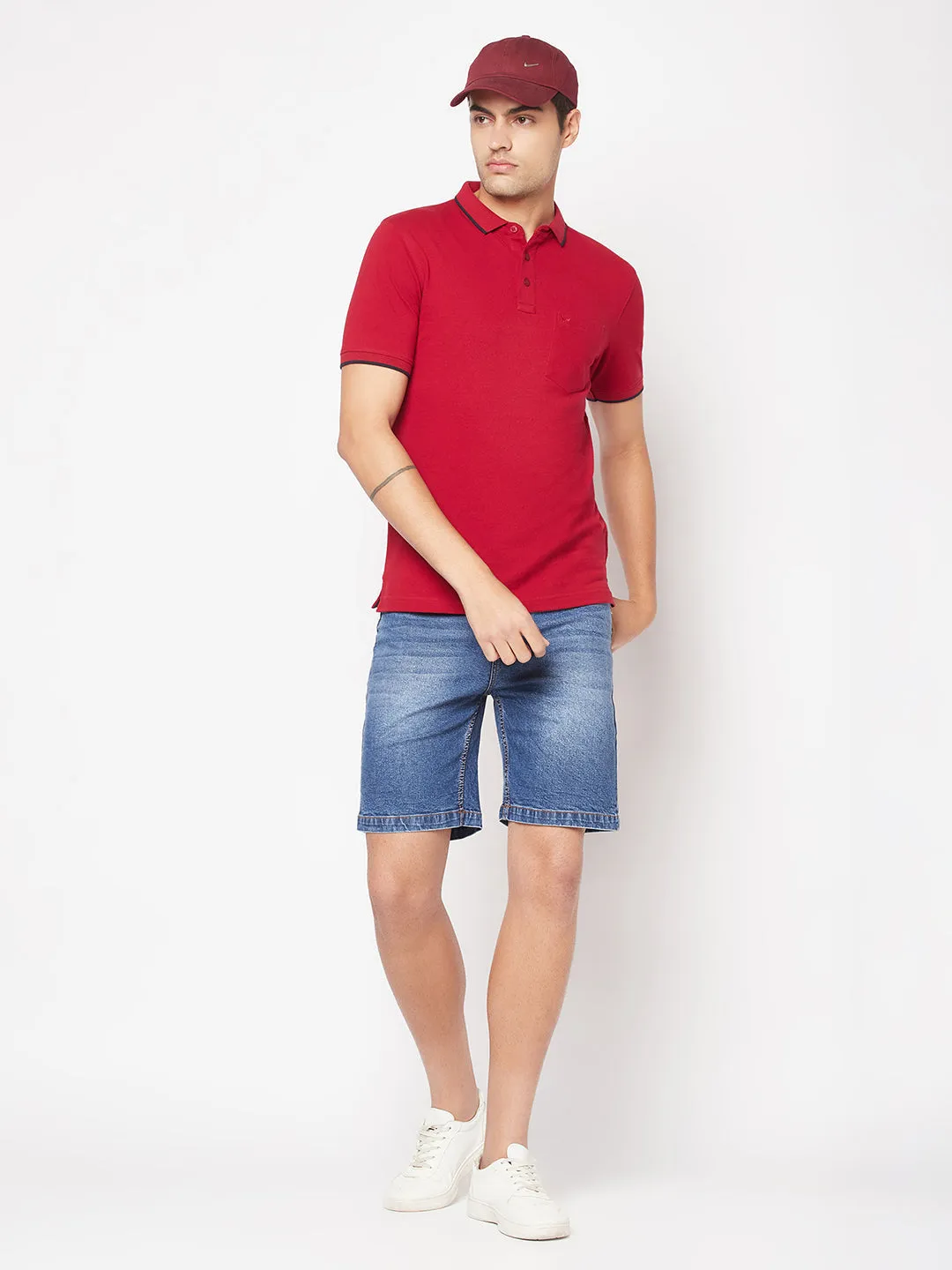 Maroon Minimal Polo T-Shirt