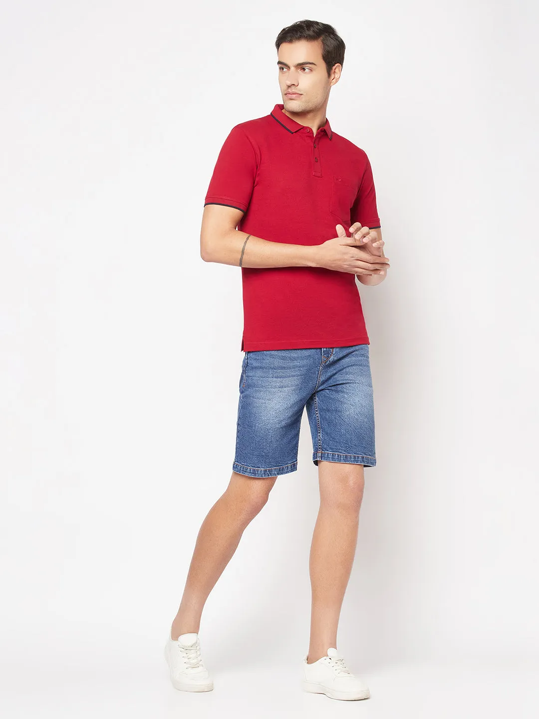 Maroon Minimal Polo T-Shirt
