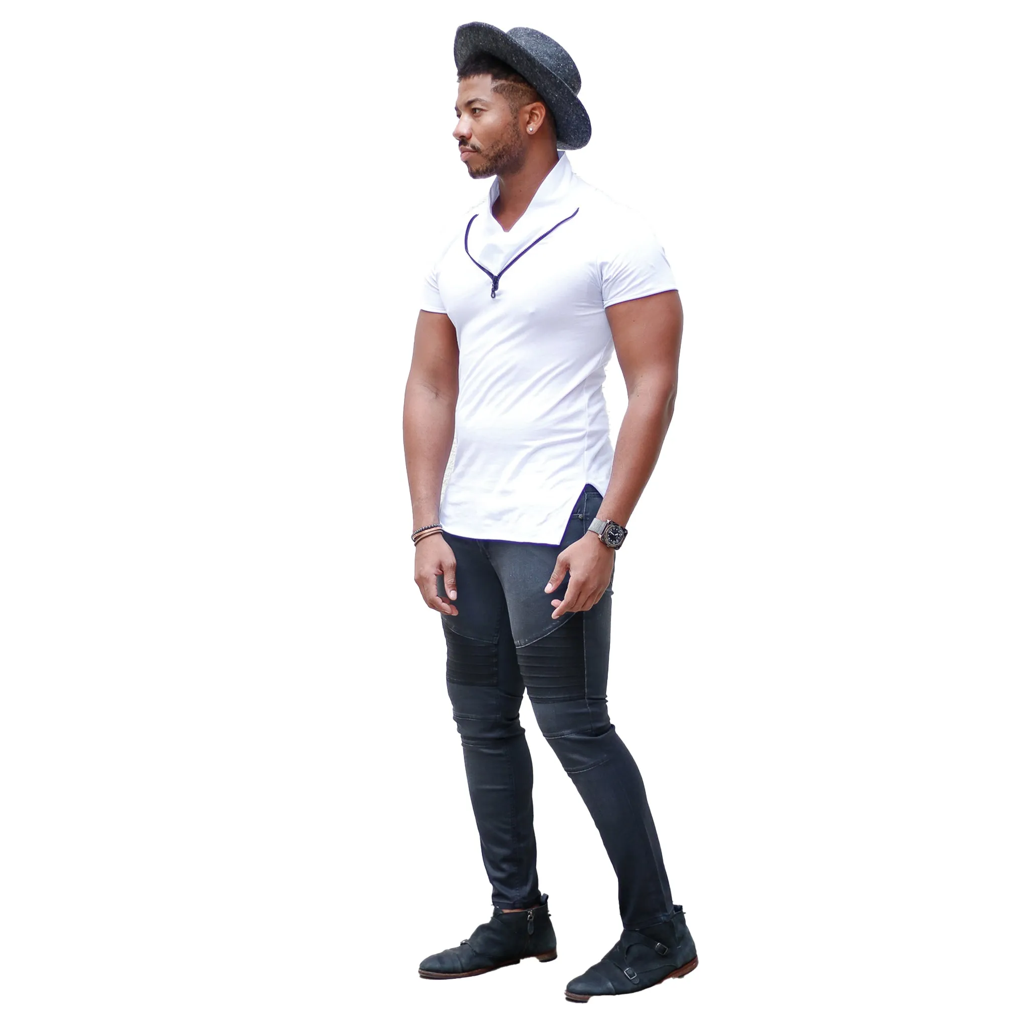 Mason White Shall Tee with Zipper Detail