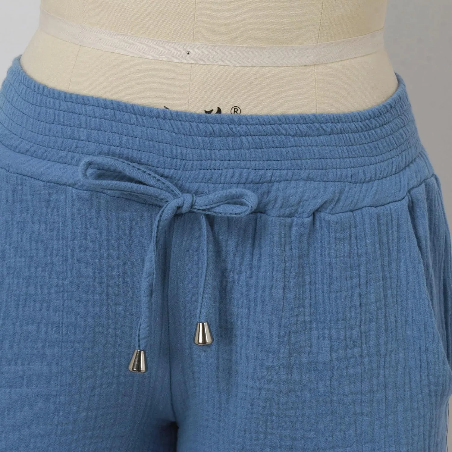 Maternity Shorts for Women Summer Comfy Over Belly Pregnancy Shorts Asymmetrical Hem Baggy Breathable Sleep Short Sky Blue L