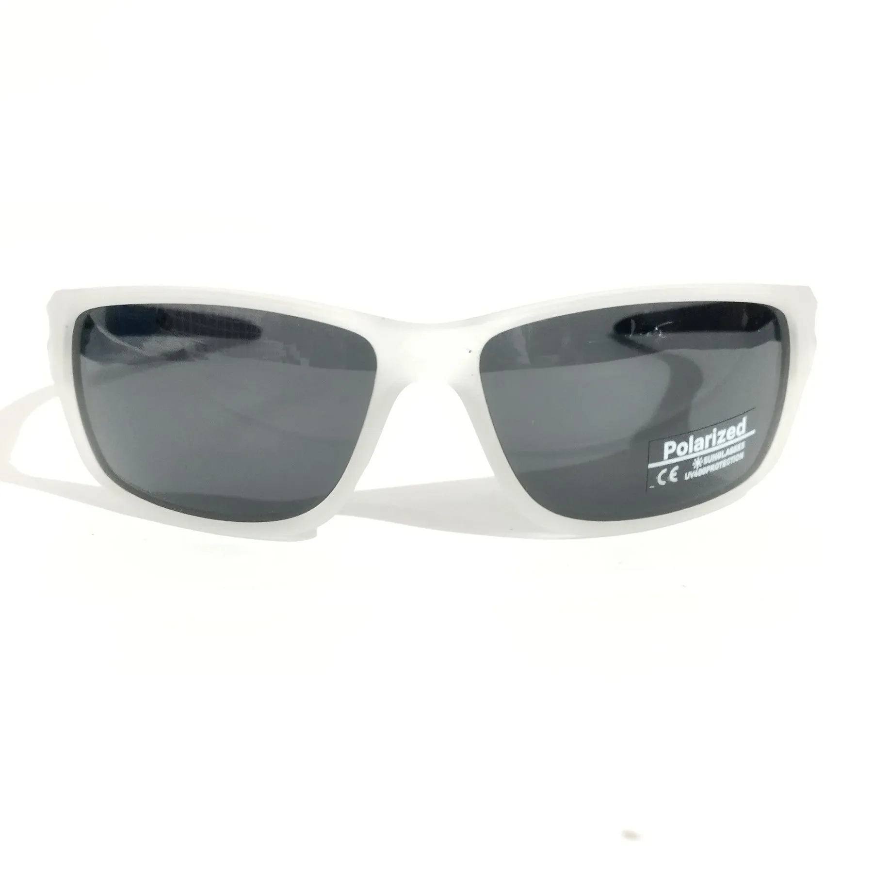 Matt White Wraparound Polarized Sunglasses